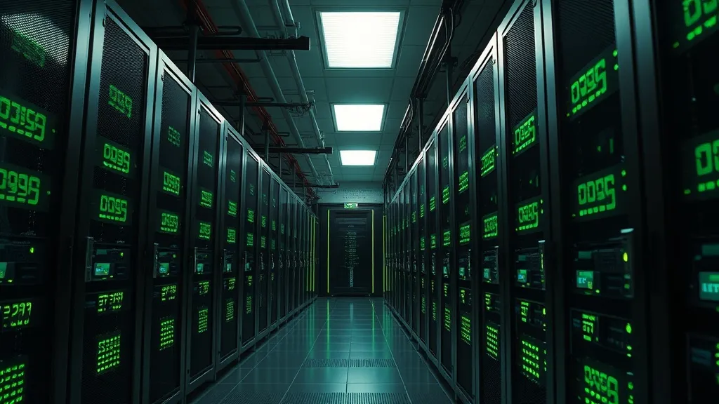 A high-tech server room with industrial cooling systems and